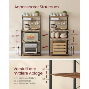Vasagle KKS014K02 virtuves plaukts 55 x 40 x 140 cm Vintage br Ins melns5