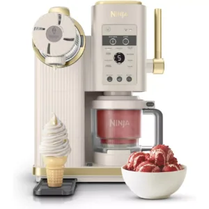 Saldējuma pagatavotājs Ninja CREAMi Scoop & Swirl NC701EUSTGD Ar 2 traukiem, 13 funkcijām, mīkstajam saldējumam, gelato, sorbetam, piena kokteiļiem, Stone Gold