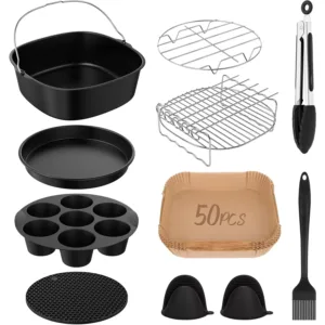 Karstā gaisa fritera piederumi 11 gab. priekš Cosori Turboblaze 6 L, dual blaze 6.4 L, Cosori Turbo Tower Pro Smart 10.8L, Philips Airfryer XL 6.2L / 5000 Series XXL 7.2L, Ninja Max Pro 6.2L