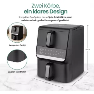 karsta gaisa friteris emerio dual zone smart fryer xxl 10 l ar 2 groziem 35 l augsa un 65 l apaksa1 6a46d37d44be7