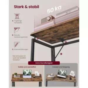 vasagle lwdb35151kd01 saliekams rakstamgalds 80 40 cm bruns melns5 6a81e10b24410