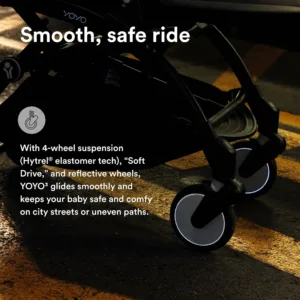 Stokke YOYO³ ipasi kompakti un viegli bernu rati Melns ramis Aqua parvalks4