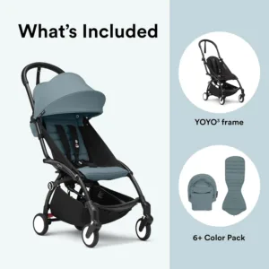 Stokke YOYO³ ipasi kompakti un viegli bernu rati Melns ramis Aqua parvalks7