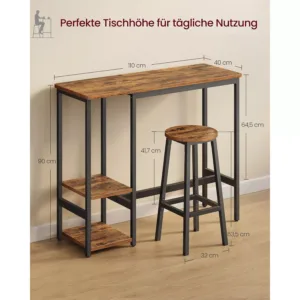 bara galds ar kresliem komplekts vasagle lbt220kd01 industrial ar plauktiem 110 x 40 x 90 cm vintage bruns4 6ad9dd0d370b0